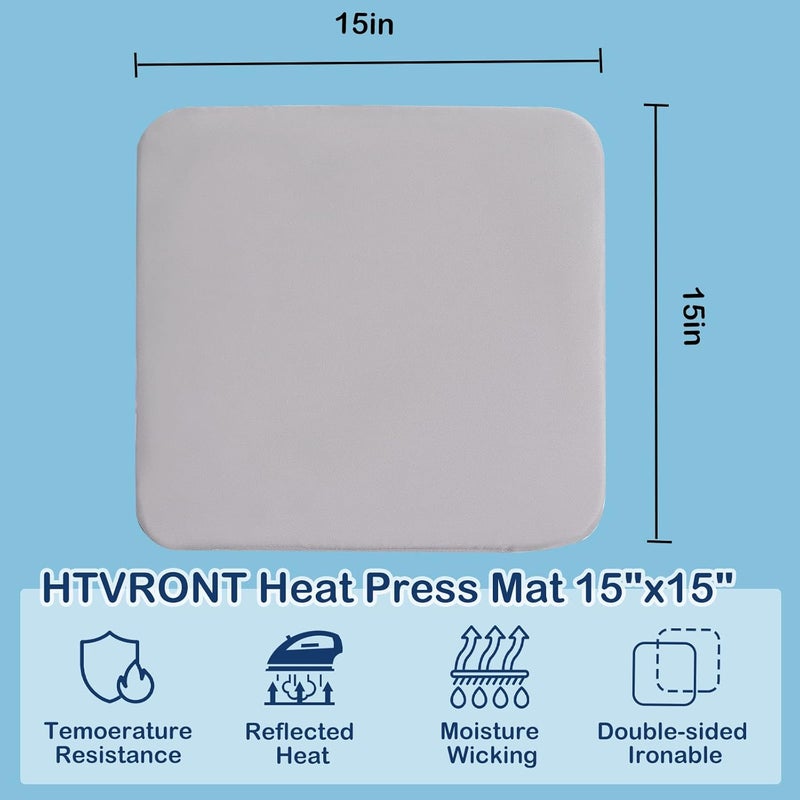 HTVRONT Heat Press Mat Compatible with Cricut Cutting Machine, Heat Press Pad 15"x15" for Craft Vinyl Ironing Insulation Transfer, Double Sides Applicable Heat Mat for Heat Press Machines - Image 4